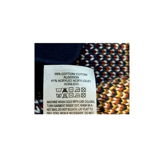 Lucky Brand Women Aztec Print Open Front Cardigan Sweater Navy Multicolor L NWT - Picture 6 of 7